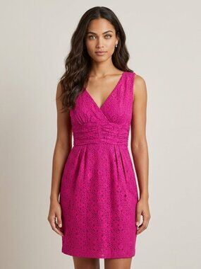 TRINA TURK hot pink lace lined sleeveless dress Size 4 EUC